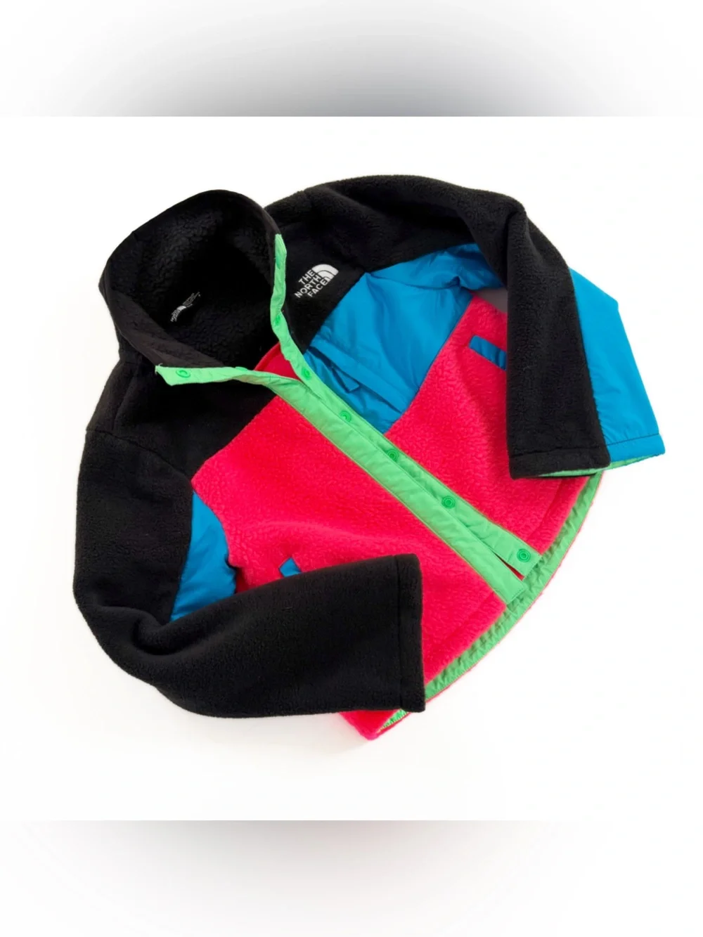 North Face Kids Girls 6 XS Retro Colorblock Fleece Jacket Sweatshirt Snap Close